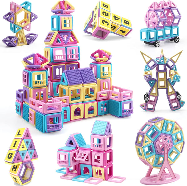 AOMIKS 154 Pcs Magnetic Building Blocks Educational & Inspirational Magnetic Stacking Blocks