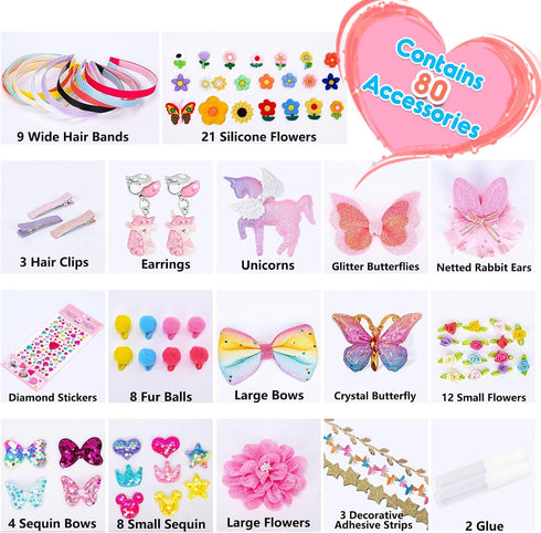 SUYUKI 4-12 DIY Hair Accessories Kit - Make Your Own Fashion Headbands for Kids
