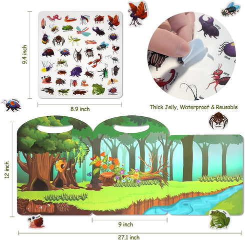 Insect Sticker Books for Toddlers, Reusable Jelly Bug Sticker Activity Book for Ages 2-5, Travel Quiet Toys
