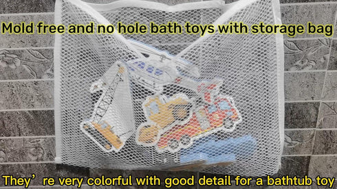 Foam Bath Toys for Toddlers, 29 Piece Vehicles Bath Stickers with Storage Bag for Fun Bathing Experience