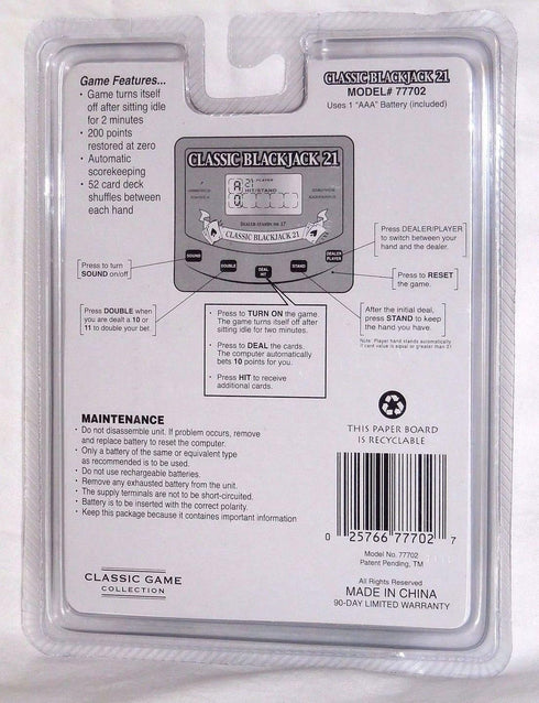Classic Game Collection 21 5 1 Traveling Portable Classic Blackjack Cards & in Poker Electronic Handheld Game