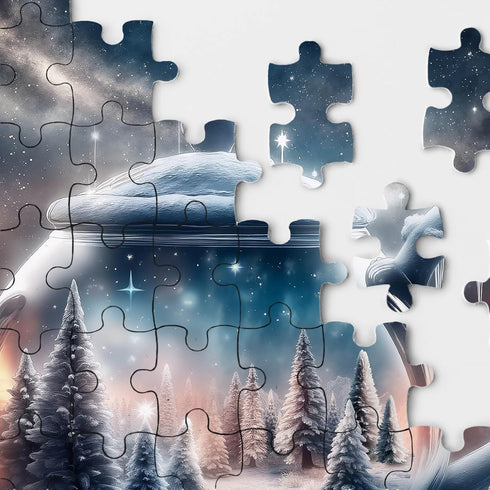 BBOLDIN 1000 Fantasy Winter Teapot Puzzle for Adults Piece, Night Forest Snow Scene Jigsaw Puzzle, Nebula Starry Night