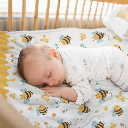 Bee Baby Blankets for Girls, 30 x 40 Soft Minky with Double Layer Dotted Backing, Gifts for Newborn Toddler
