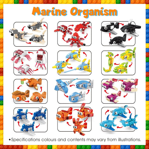 24 Packs Set 6+ DMIGHT Animal Party Favors for Kids, Mini Animal Building Block Toy for Goodie Bag Fillers Classroom