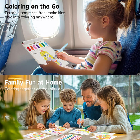 25 2 Set, Shuttle Art Paint with Water Coloring Book for Kids, Princess Themed Pages with Brushes, Mess-Free Watercolor
