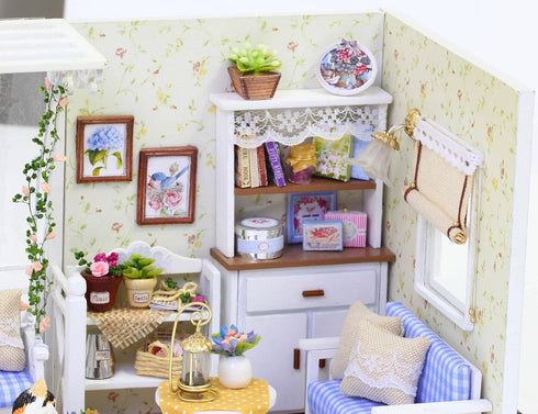 Ogrmar DIY Wooden Dollhouse Kit with LED Light & Cover