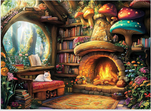 BraniacBits 300 Pieces Puzzle for Adults | Mushroom Cat Flower Puzzle Recycled Cardboard