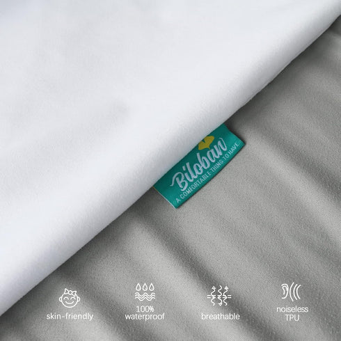 Biloban Waterproof Pack and Play Sheets, 2 Pack Fitted for Graco Playard, Grey & White