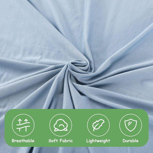 iEvolve Cotton Knitted Baby Swaddle Blanket - Newborn Wrap with Hat Headband Set, 35" x 35" (Light Blue)