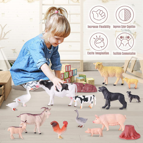 35 PCS Farm Animals Toys for Toddlers 3 Years Old Boys and Girls Realistic Animal Figures Playsets Gift for Kids 3~8