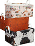 BBSET 3 Closet Pcs Western Bull Boho Rectangle Storage Basket Collapsible Highland Cow Storage Bin for Nursery Toys
