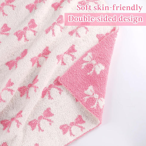 30 40 Inch SmoothNovelty Pink Bow Baby Throw Blanket Cute Dual Side Microfiber Newborn Girl Swaddle Blanket x Coquette