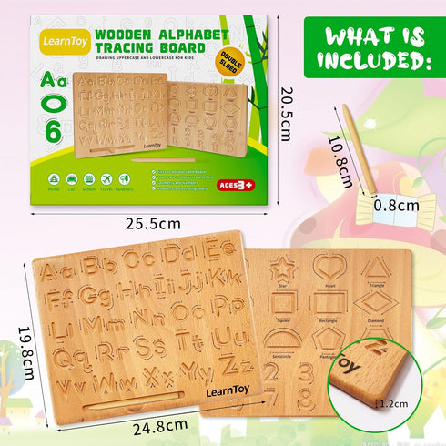 Montessori Wooden Alphabet Tracing Board, Educational Toy for Kids, Fine Motor Skills Development for Ages 3-5