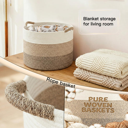 100L Artfeel Large Cotton Rope Basket, Decorative Woven Blanket Storage for Living Room, Boho Toy Storage & Toy Box