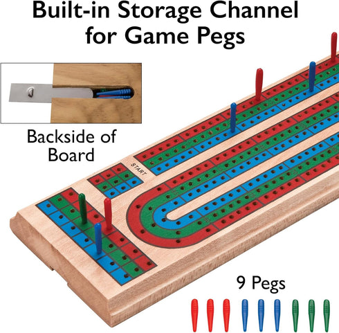 Mainstreet Classics Traditional Wooden Cribbage Board Game Set
