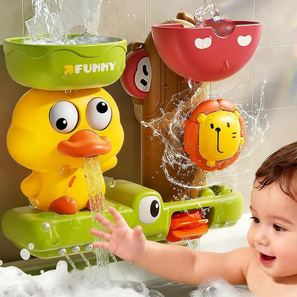 Bath Toys for Toddlers 1-3 with 3 Strong Suction Cups, Interactive Squirting