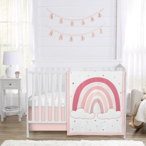 Sweet Jojo Designs 3-Piece Baby Crib Bedding Set (Boho Rainbow and Hearts)