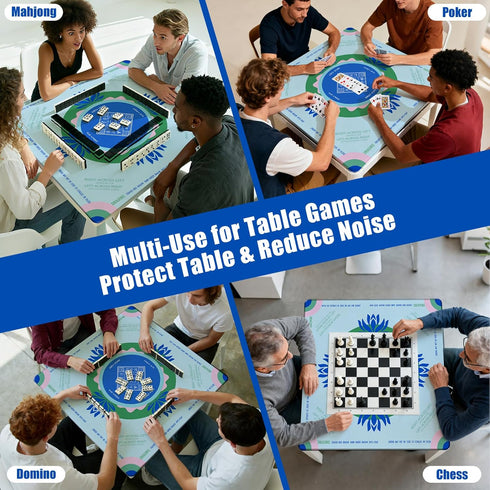oiikain 2025 32.3 Inch Mahjong Mat Upgraded No-Crease & No Odor Design, with Waterproof Velvet, Non-Slip PU Silicone