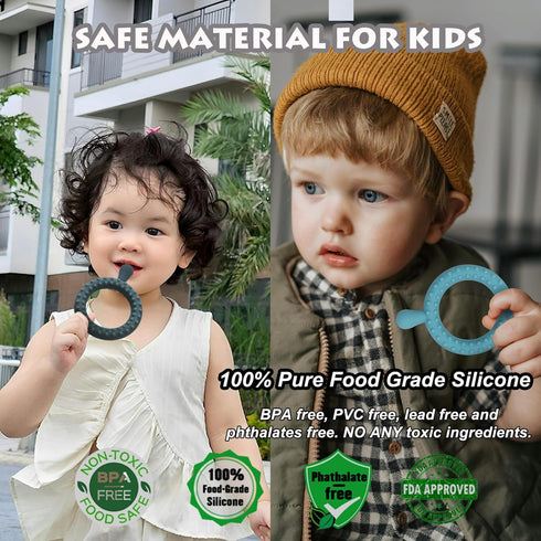 4 Pack Sensory Chew Toys for Autistic Children, Q Shape Teething Toys for Baby, Silicone Necklaces for Kids Adults