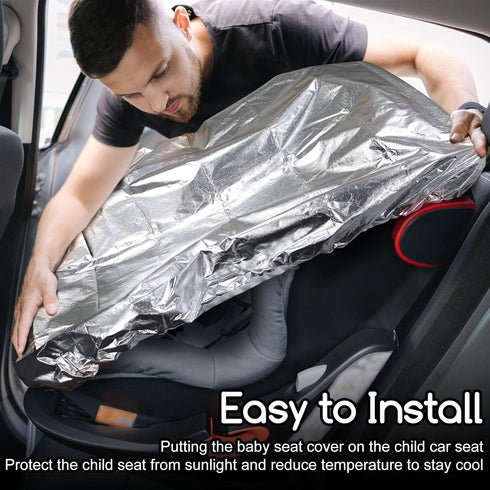Baby Car Seat Sun Shade Cover - Toddler Car Seat Cooler with Draw String, Blocks Sunlight & UV Rays (42.5" x 29")