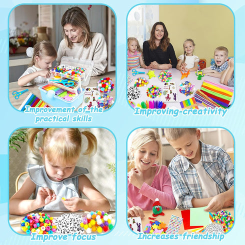 3000 4-6, 6-8, 8-12 Set Arts and Crafts Supplies for Kids Craft Kit Craft Box with Pipe Cleaners Arts and Crafts