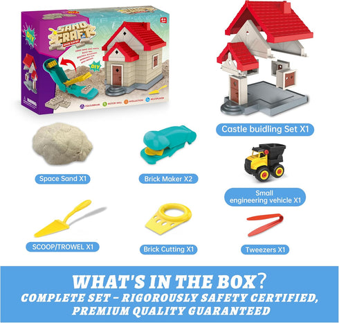 SIGHTEEDA 3-8 1.7 lbs 6 Moldable Play Sand Kit for Kids Years | Sensory Sand with Tools & Molds | Mess-Free Indoor