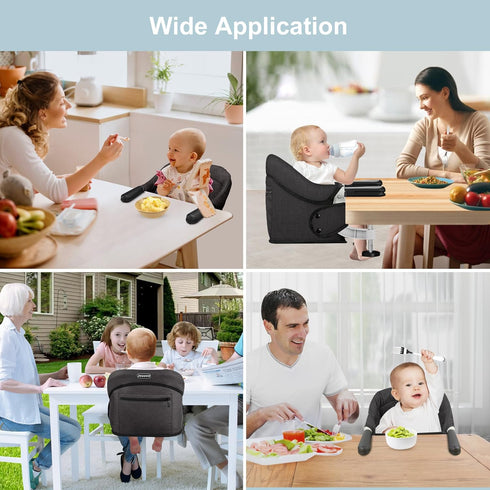 Hook On High Chair, Portable Foldable Clip On Baby Travel High Chair, Lightweight Feeding Seat with Storage Bag