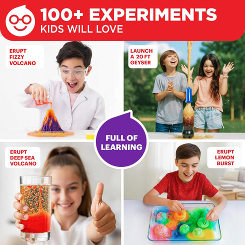 8-12 Set, 100+ 8+ Doctor Jupiter Super Science Kit for Kids Ages | Chemistry STEM Toy with Experiments & Geyser Tube