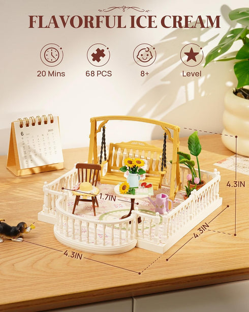 Rolife Super Creator Series Accessroies, DIY Mini Flower Garden Scenery Kit, Miniature Dollhouse Castle Building Kit's