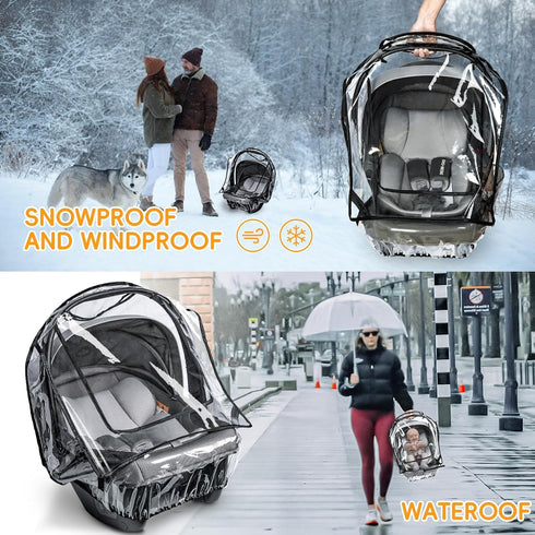 bemece Car Seat Rain Cover, Baby Car Seat Rain Cover Universal with Side Ventilation and Quick-Access Large Window