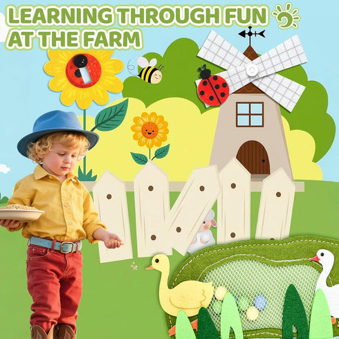 Aurasys Busy Book for Toddlers - Farm Montessori Toys Busy Board for Boy Girl Gifts Educational Learning Activity Book