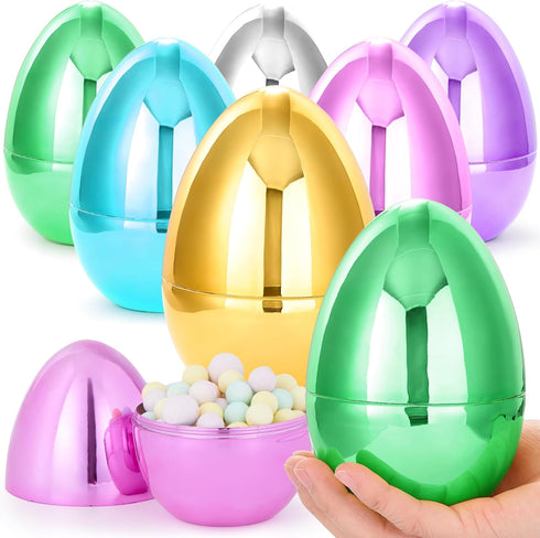 JOYIN 6 Pcs Large Metallic Easter Eggs, 6 Inches Colorful Jumbo Plastic