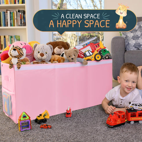 Extra Large Toy Storage Organizer with Lid, Sturdy Collapsible Toy Chest with Dividers for Kids, 37"x16"x14"