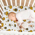 Pigsaly 27x39 Inch Crib Sheets Funny Flowers Hearts Yellow Bees Baby Sheet for Standard Crib Mattress Boys Girls