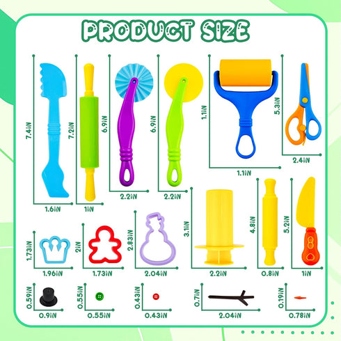 Set 59 iShyan Dough Tools PCS Dough Play Tools for Kids with Cutters,Roller,Rolling Pins,Safety Scissors,Plastic
