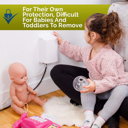 Baby Safety Outlet Cover BOX, 2 Pack Double Lock for Toddler Proofing, Easy Install with Extra Space for Plugs