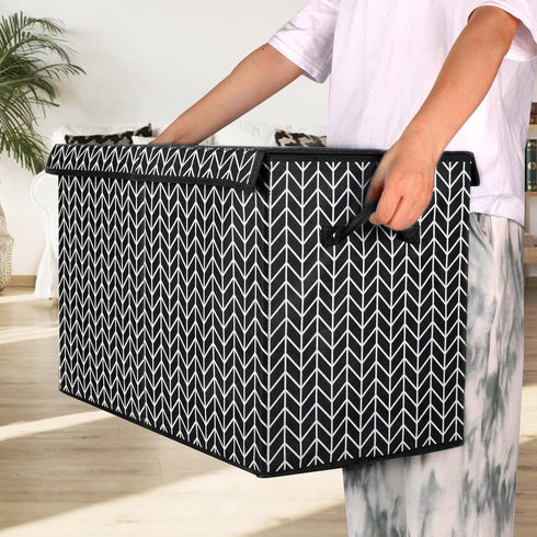 Large Toy Box Chest for Kids, Black Storage Organizer Bins with Lid for Living Room, Nursery, Bedroom, Playroom