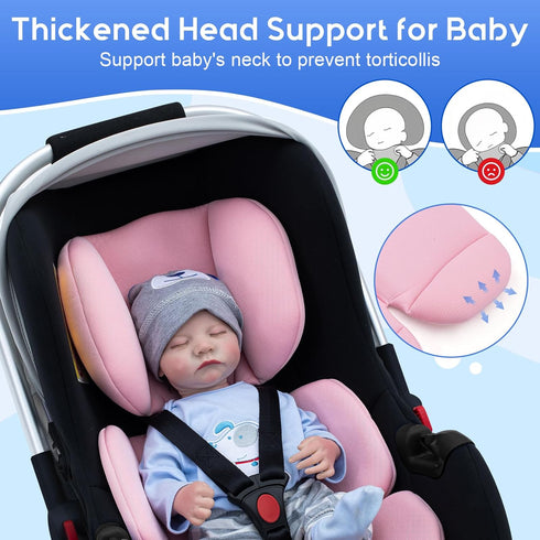 Infant Car Seat Insert, Ultra-Thick Carseat Head Support for Infant, Breathable Baby Car Seat Head & Body Support