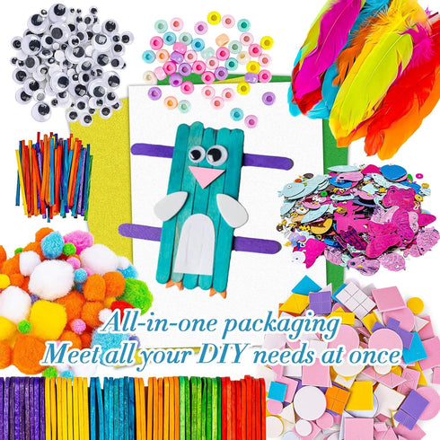 RAINFLOW 1700+ Set Arts & Crafts Supplies - Craft Kit,Supplies & Materials for School,Classroom,Family, Party, DIY, Art