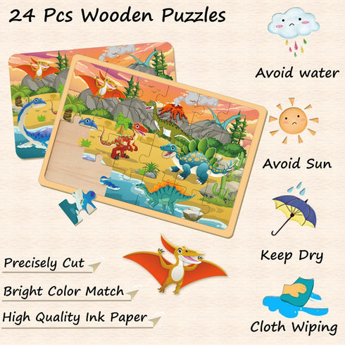 Puzzles for Kids Ages 4-6 - 4 Pack 24 PCs Jigsaw Puzzles, Educational Brain Teaser Boards for Toddlers