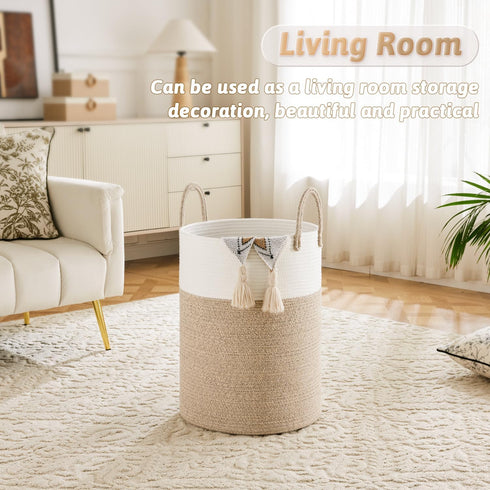 Hamper,60L Artfeel Laundry Basket,Woven Cotton Rope Laundry for Decor Storage of Dirty Clothes,Toys and Blankets
