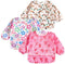PandaEar 3 Pack Waterproof Baby Long Sleeve Bibs for Girls, Lightweight Toddler