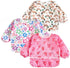 PandaEar 3 Pack Waterproof Baby Long Sleeve Bibs for Girls, Lightweight Toddler