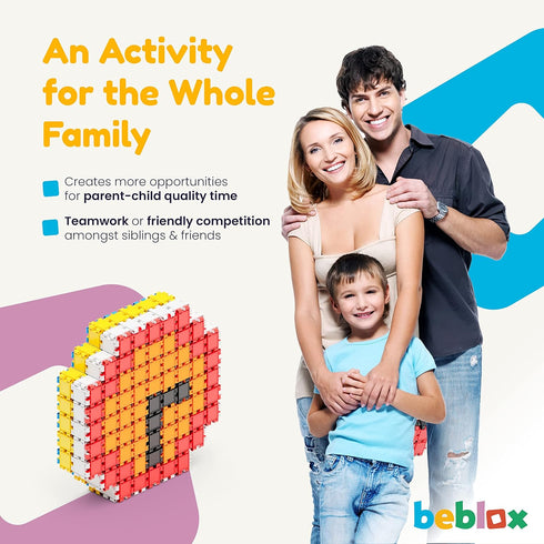 250-Piece Set 4+ Beblox Building Blocks for Kids - Connecting Tiles - Interlocking Building Blocks for Kids, STEM Toys