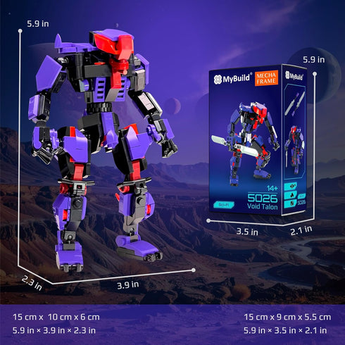 5026 Set, 14+ MyBuild Mecha Frame Void Talon Poseable Alien Villain Mech Building Dual Blade Combat Robot Toy, Sci-Fi