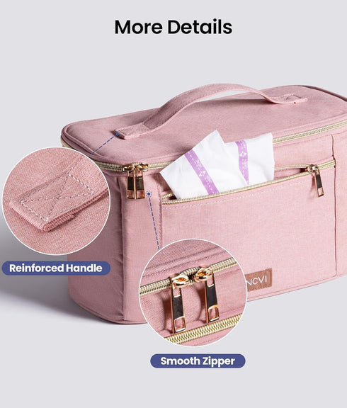 NCVI Breast Pump Storage Bag for Pumps and Extra Parts, Large Capacity Portable Pump Carrying Case with Handle