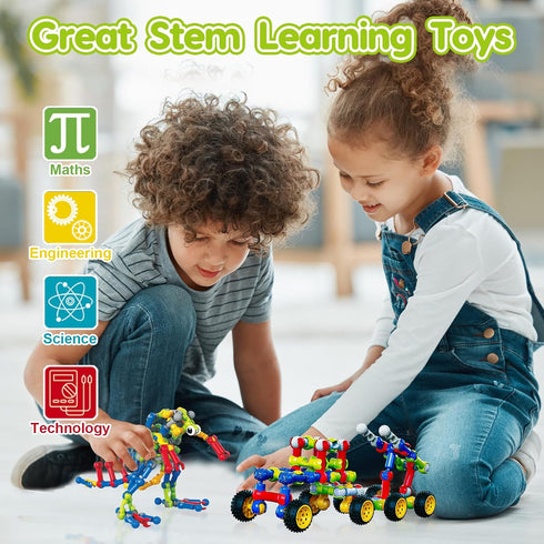 3 4 5 6 7 8+ 186 4-8 6-8 8-12 Kids STEM Building Toys for Year Old Boy Girl Birthday Gift, Pcs Preschool Classroom