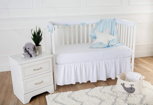 100% 52"L 28"W 13.5" American Baby Company Natural Cotton Percale Ruffled Crib Skirt, White, x +