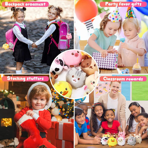 Skylety 9 Pcs Mini Plush Stuffed Animals Bulk, 3.15 Inch Cute Soft Decompress Toys for Kids