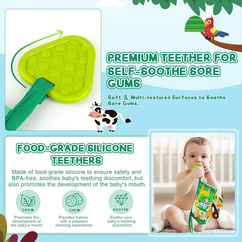 Baby Books 0-6 Months - Crinkle Cloth Book - Touch and Feel Baby Books - Infant Toys for Newborn Boys Girls